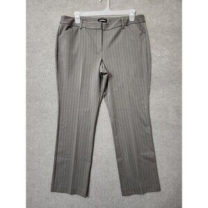 Express Editor Barely Bootcut Dress Pants Womens 16 Tan Brown Striped Low Rise